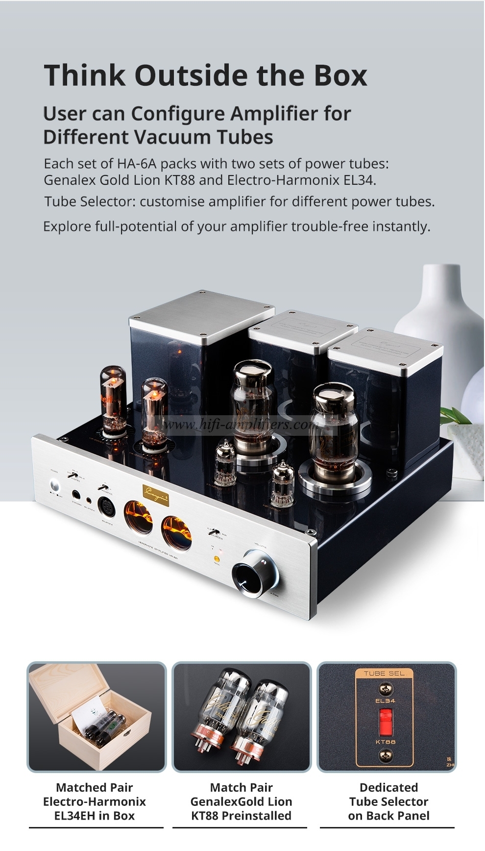 Cayin HA-6A HIEND Tube Headphone Amplifier with 4.4mm, 6.35mm and XLR Phone Output. EL34 KT88 Switchable vacuum tube Class A