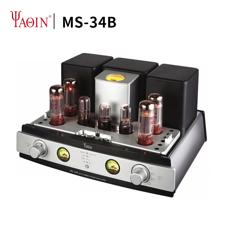 YAQIN MS-34B Combined-Type Push-pull EL34 Bluetooth Tube Preamplifiers HiFi TR/UL 4 way-input